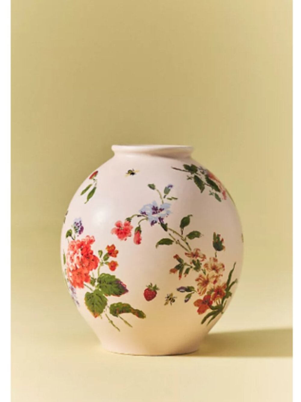 NIB Anthropologie Camille Floral Ceramic Vase